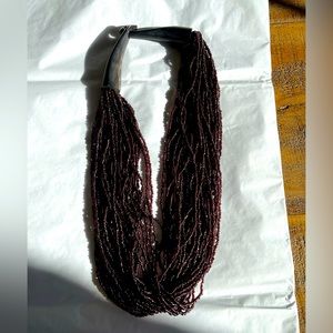 Multi Strand Burgundy Seed Bead Necklace